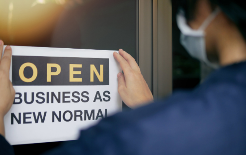 Sign that reads Open Business as New Normal