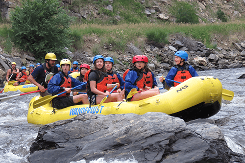 Global Business Academy students rafting on the Poudre River