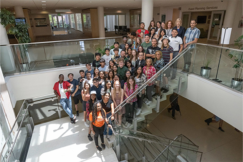 First Gen students gather for a photo in Rockwell Hall