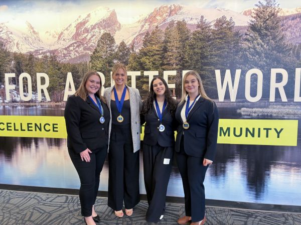 College of Business students pose for a picture after winning the 2025 Rocky Mountain HR Case Competition.